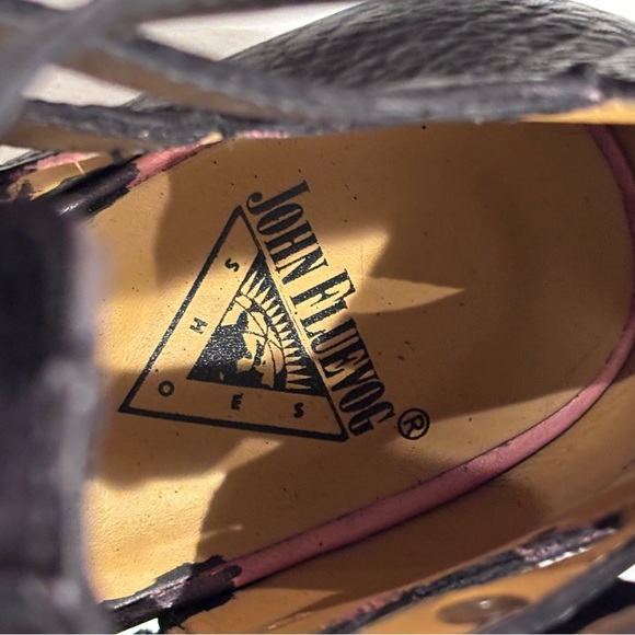 FLUEVOG TRUTH BEKKIE Sz 6 Black Strappy Leather Ankle Boots 1.5” Heel Pointy Toe - Picture 10 of 16